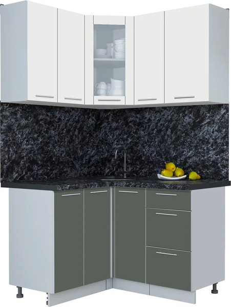 Изображение товара Кухонный гарнитур Интерлиния Мила Пластик 1.2x1.3 (зефирный/шторм/кастилло темный)