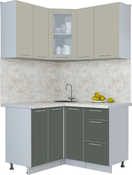 Изображение товара Кухонный гарнитур Интерлиния Мила Пластик 1.2x1.3 (латте/шторм/опал светлый)