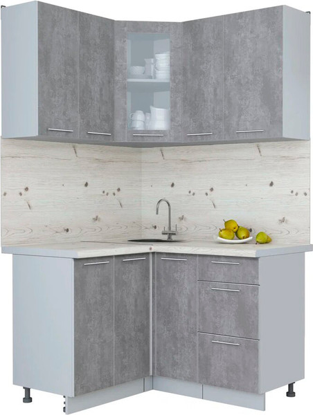 Изображение товара Кухонный гарнитур Интерлиния Мила Пластик 1.2x1.3 (оксид темный/оксид темный/бискайская сосна)