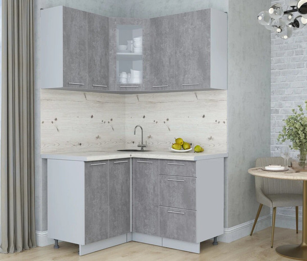 Изображение товара Кухонный гарнитур Интерлиния Мила Пластик 1.2x1.3 (оксид темный/оксид темный/бискайская сосна)