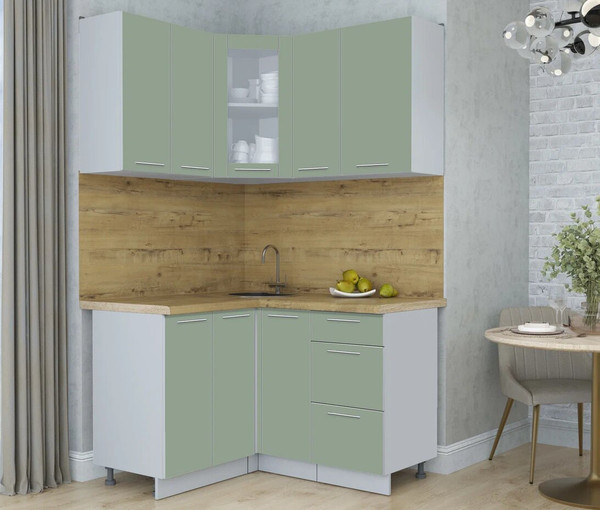 Изображение товара Кухонный гарнитур Интерлиния Мила Пластик 1.2x1.3 (полынь/полынь/дуб бунратти)