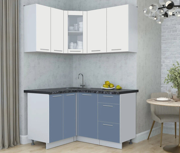 Изображение товара Кухонный гарнитур Интерлиния Мила Пластик 1.2x1.4 (зефирный/арктический/кастилло темный)