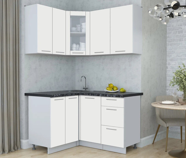 Изображение товара Кухонный гарнитур Интерлиния Мила Пластик 1.2x1.4 (зефирный/зефирный/кастилло темный)