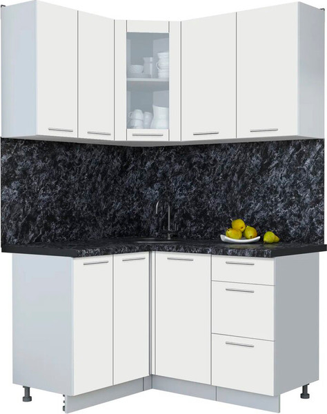 Изображение товара Кухонный гарнитур Интерлиния Мила Пластик 1.2x1.4 (зефирный/зефирный/кастилло темный)