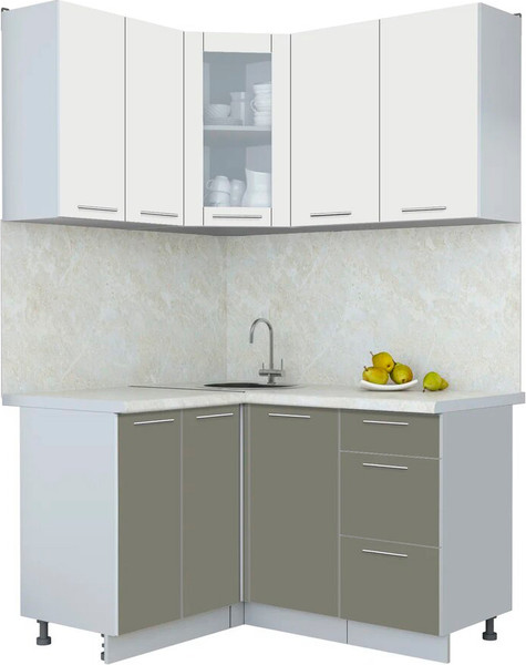 Изображение товара Кухонный гарнитур Интерлиния Мила Пластик 1.2x1.4 (зефирный/кварцевый/опал светлый)