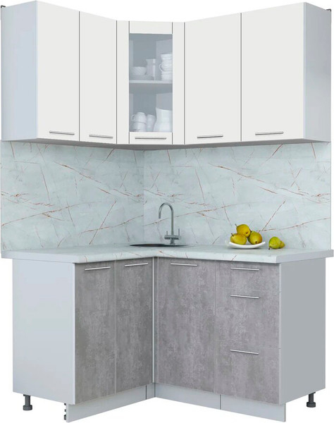 Изображение товара Кухонный гарнитур Интерлиния Мила Пластик 1.2x1.4 (зефирный/оксид темный/серый каспий)