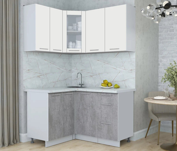 Изображение товара Кухонный гарнитур Интерлиния Мила Пластик 1.2x1.4 (зефирный/оксид темный/серый каспий)