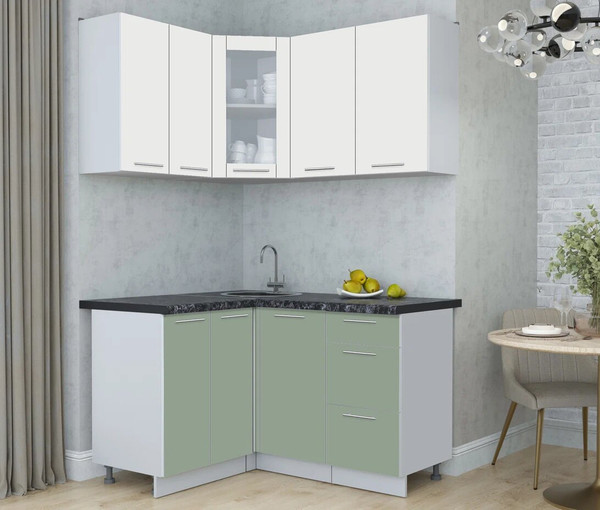 Изображение товара Кухонный гарнитур Интерлиния Мила Пластик 1.2x1.4 (зефирный/полынь/кастилло темный)