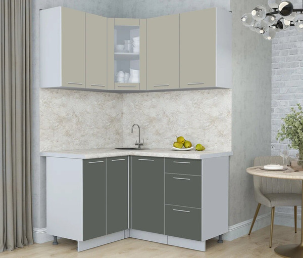 Изображение товара Кухонный гарнитур Интерлиния Мила Пластик 1.2x1.4 (латте/шторм/опал светлый)