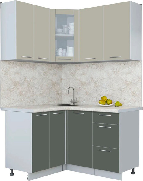 Изображение товара Кухонный гарнитур Интерлиния Мила Пластик 1.2x1.4 (латте/шторм/опал светлый)