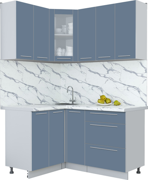 Изображение товара Кухонный гарнитур Интерлиния Мила Пластик 1.2x1.5 (арктический/арктический/белый гранит)