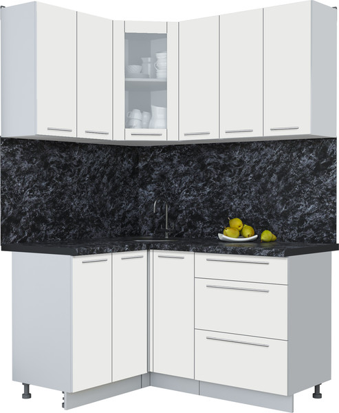 Изображение товара Кухонный гарнитур Интерлиния Мила Пластик 1.2x1.5 (зефирный/зефирный/кастилло темный)