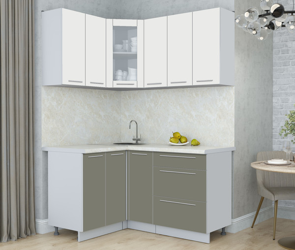 Изображение товара Кухонный гарнитур Интерлиния Мила Пластик 1.2x1.5 (зефирный/кварцевый/опал светлый)