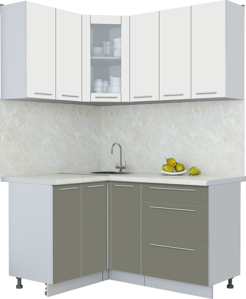 Изображение товара Кухонный гарнитур Интерлиния Мила Пластик 1.2x1.5 (зефирный/кварцевый/опал светлый)