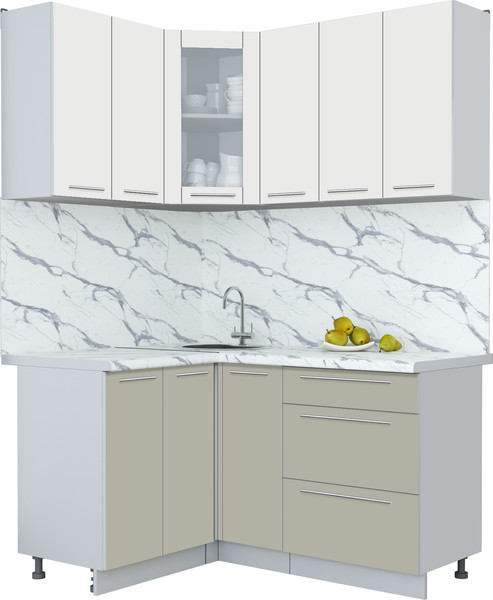 Изображение товара Кухонный гарнитур Интерлиния Мила Пластик 1.2x1.5 (зефирный/латте/белый гранит)