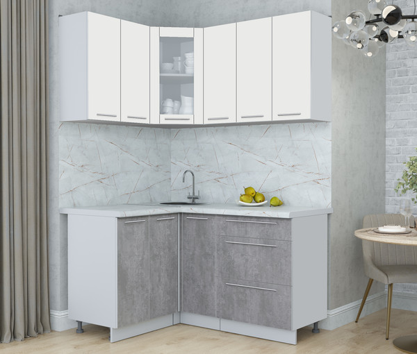 Изображение товара Кухонный гарнитур Интерлиния Мила Пластик 1.2x1.5 (зефирный/оксид темный/серый каспий)