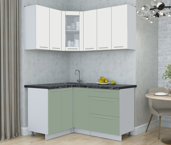 Изображение товара Кухонный гарнитур Интерлиния Мила Пластик 1.2x1.5 (зефирный/полынь/кастилло темный)