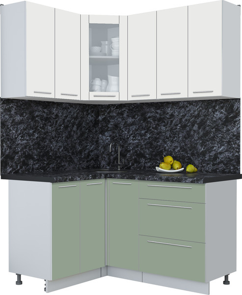 Изображение товара Кухонный гарнитур Интерлиния Мила Пластик 1.2x1.5 (зефирный/полынь/кастилло темный)