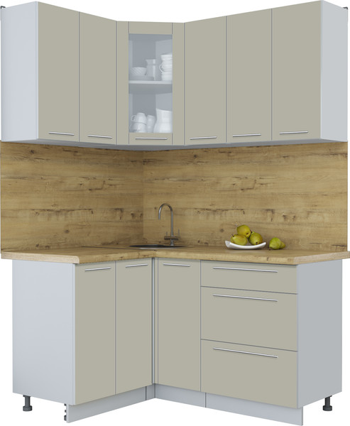 Изображение товара Кухонный гарнитур Интерлиния Мила Пластик 1.2x1.5 (латте/латте/дуб бунратти)