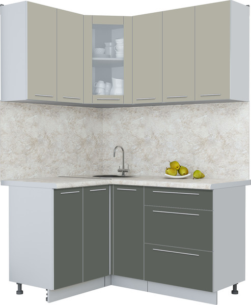 Изображение товара Кухонный гарнитур Интерлиния Мила Пластик 1.2x1.5 (латте/шторм/опал светлый)