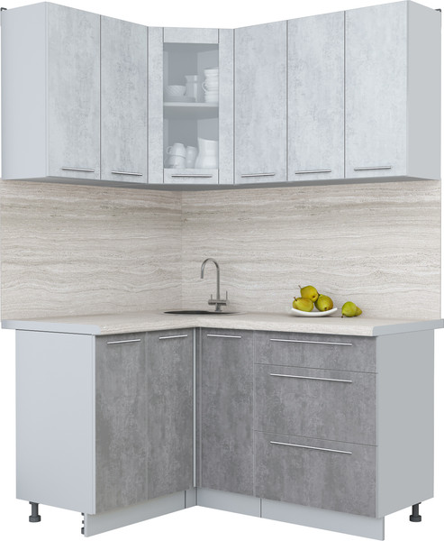 Изображение товара Кухонный гарнитур Интерлиния Мила Пластик 1.2x1.5 (оксид светлый/оксид темный/травертин серый)