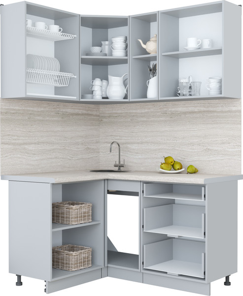 Изображение товара Кухонный гарнитур Интерлиния Мила Пластик 1.2x1.5 (оксид темный/оксид темный/бискайская сосна)