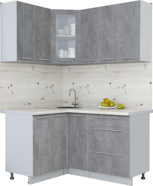 Изображение товара Кухонный гарнитур Интерлиния Мила Пластик 1.2x1.5 (оксид темный/оксид темный/бискайская сосна)