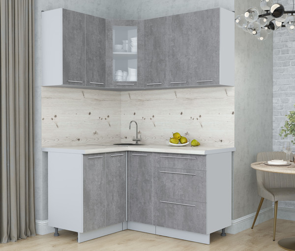 Изображение товара Кухонный гарнитур Интерлиния Мила Пластик 1.2x1.5 (оксид темный/оксид темный/бискайская сосна)