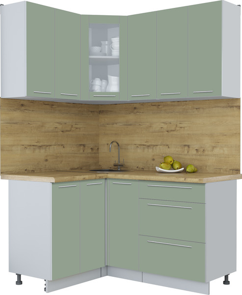Изображение товара Кухонный гарнитур Интерлиния Мила Пластик 1.2x1.5 (полынь/полынь/дуб бунратти)