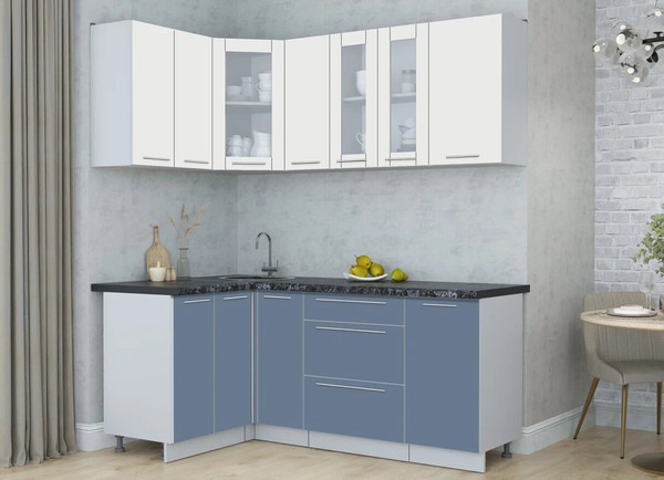 Изображение товара Кухонный гарнитур Интерлиния Мила Пластик 1.2x1.9 (зефирный/арктический/кастилло темный)