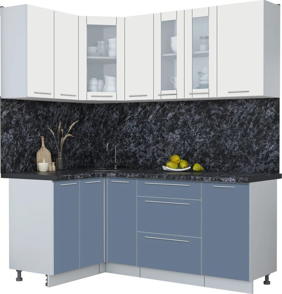 Изображение товара Кухонный гарнитур Интерлиния Мила Пластик 1.2x1.9 (зефирный/арктический/кастилло темный)