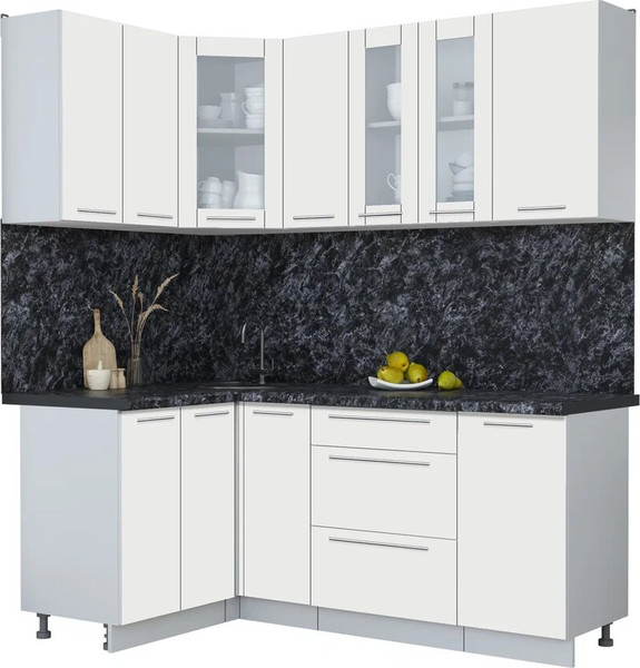 Изображение товара Кухонный гарнитур Интерлиния Мила Пластик 1.2x1.9 (зефирный/зефирный/кастилло темный)