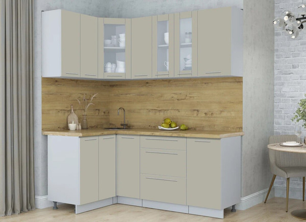 Изображение товара Кухонный гарнитур Интерлиния Мила Пластик 1.2x1.9 (латте/латте/дуб бунратти)