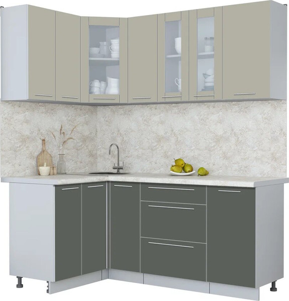 Изображение товара Кухонный гарнитур Интерлиния Мила Пластик 1.2x1.9 (латте/шторм/опал светлый)