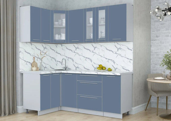 Изображение товара Кухонный гарнитур Интерлиния Мила Пластик 1.2x2.0 (арктический/арктический/белый гранит)