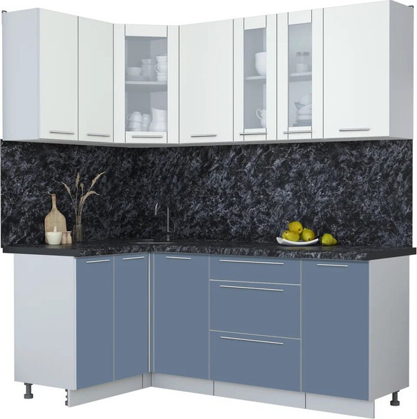 Изображение товара Кухонный гарнитур Интерлиния Мила Пластик 1.2x2.0 (зефирный/арктический/кастилло темный)