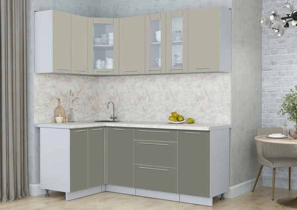 Изображение товара Кухонный гарнитур Интерлиния Мила Пластик 1.2x2.0 (латте/кварцевый/опал светлый)