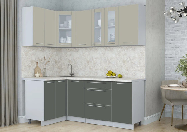 Изображение товара Кухонный гарнитур Интерлиния Мила Пластик 1.2x2.0 (латте/шторм/опал светлый)