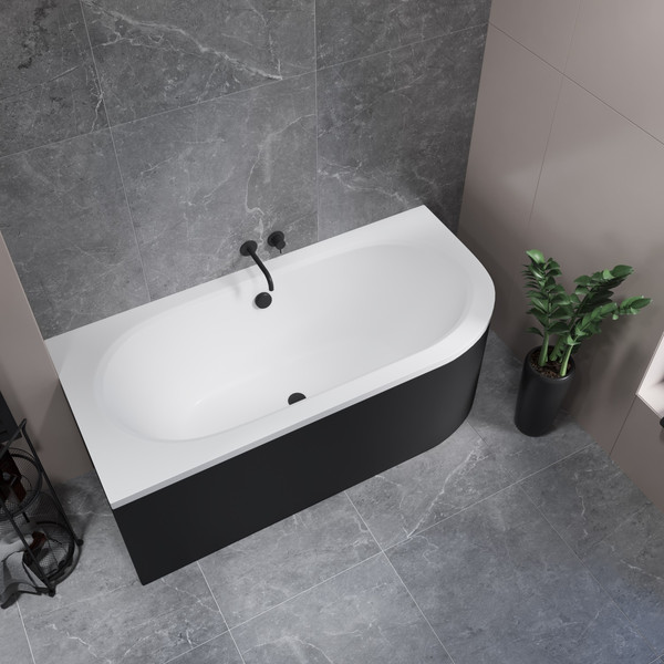 Изображение товара Ванна акриловая Lauter Bliss 160 L / 21201061L (с ножками/черный подголовн/черный лицевой экран)