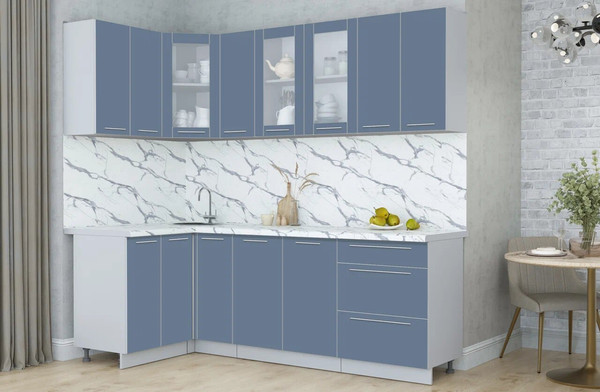 Изображение товара Кухонный гарнитур Интерлиния Мила Пластик 1.2x2.3 (арктический/арктический/белый гранит)