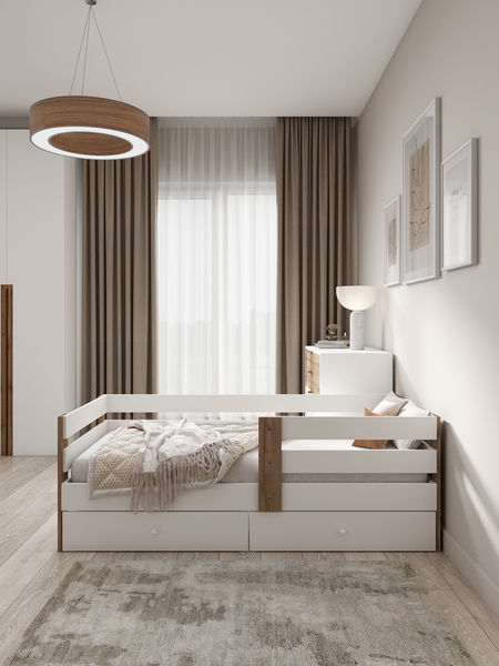 Изображение товара Кровать-тахта EcoWood Атланта-2 с ящиками 80х180 / ECO.001.00051.80-180.101SE/376WML