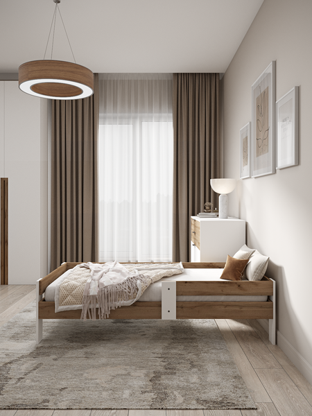 Изображение товара Кровать-тахта детская EcoWood Барселона-2 с ящиками 70х140 / ECO.001.00053.70-140.376WML/101SE