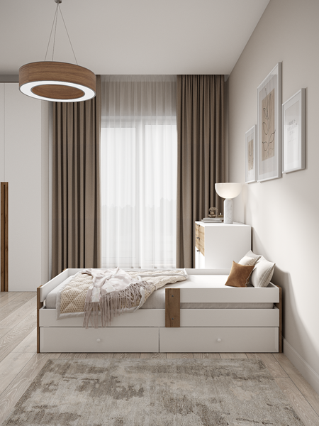 Изображение товара Кровать-тахта EcoWood Барселона-2 с ящиками 80х180 / ECO.001.00053.80-180.101SE/376WML