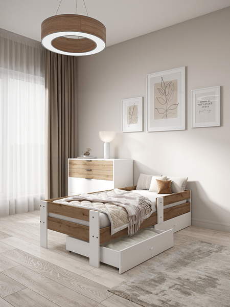 Изображение товара Кровать-тахта EcoWood Барселона-2 с ящиками 80х180 / ECO.001.00053.80-180.376WML/101SE