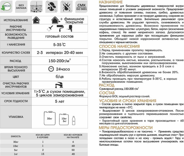 Изображение товара Антисептик для древесины GOL Антисептик-Био (1кг)