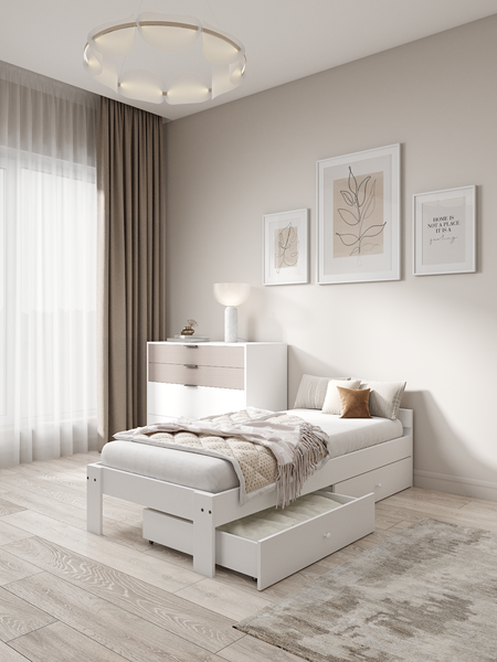 Изображение товара Односпальная кровать EcoWood Денвер-2 с ящиками 80х180 / ECO.001.00057.80-180.101SE