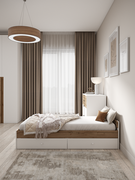 Изображение товара Односпальная кровать EcoWood Денвер-2 с ящиками 80х200 / ECO.001.00057.80-200.376WML/101SE