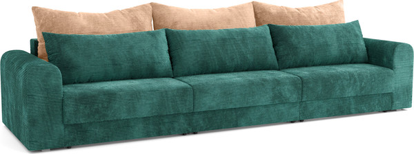 Изображение товара Диван Олмеко Конго 3S Еврокнижка три секции (велюр, цилиум форест/велюр, цилиум крем)