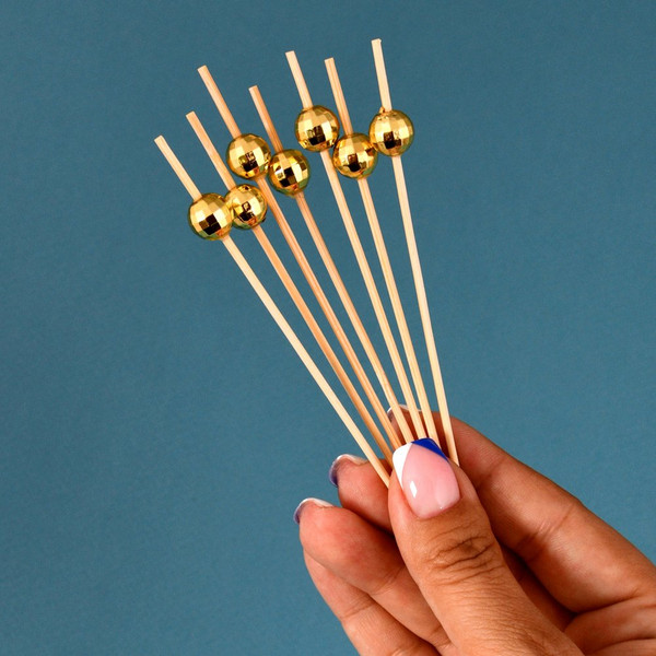 Изображение товара Набор шпажек для канапе Мультидом Диско-шар BJ80-603 (24шт, золото)