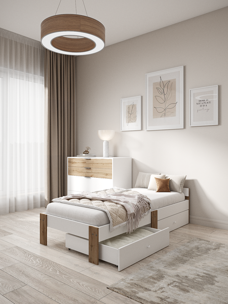 Изображение товара Односпальная кровать EcoWood Екта-2 с ящиками 80х180 / ECO.001.00059.80-180.101SE/376WML